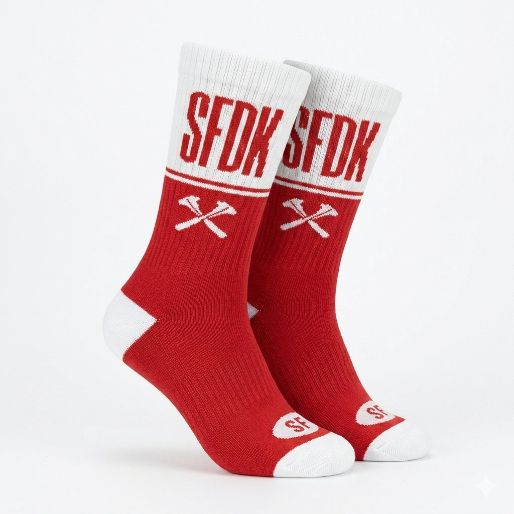calcetines blanco y rojo "SFDK"
