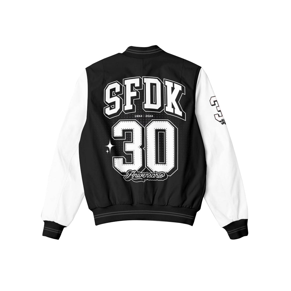 chaqueta de entretiempo negro y blanco "30 ANIVERSARIO"