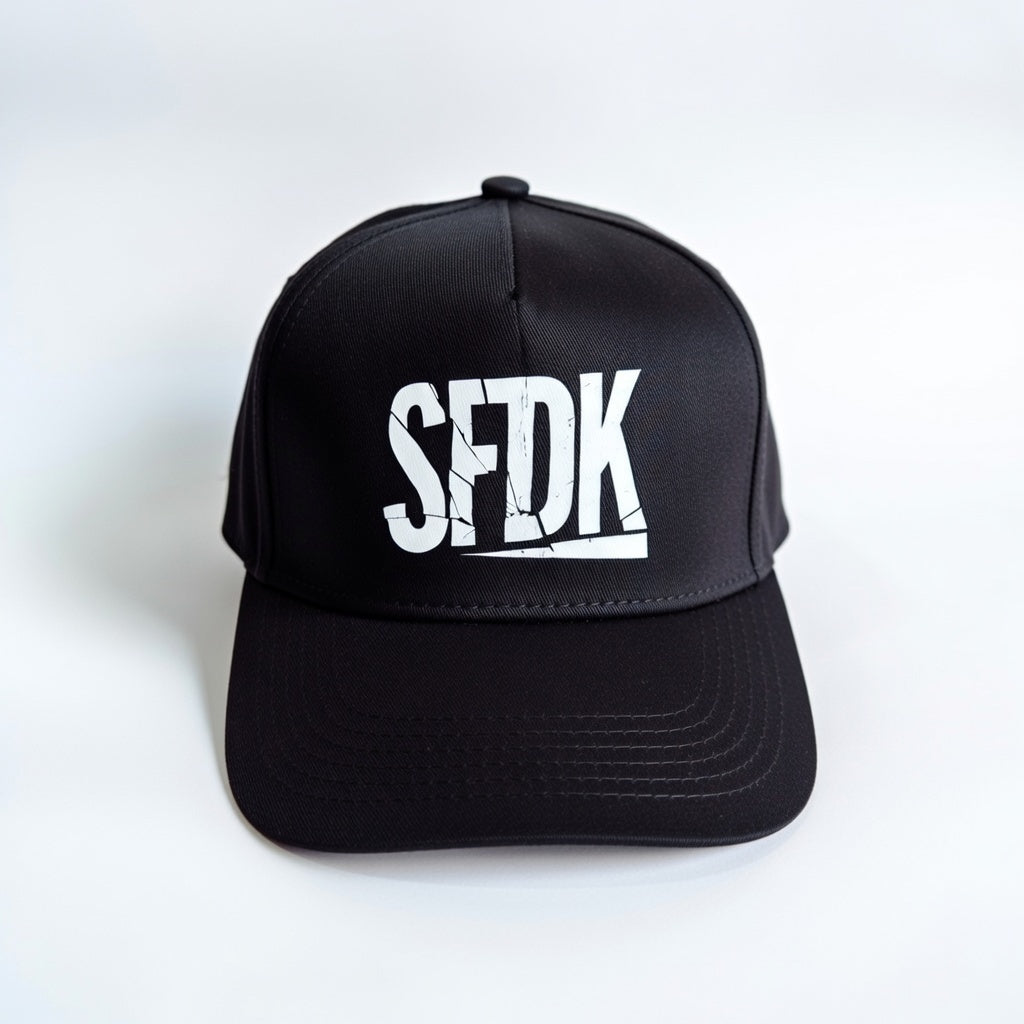 Gorra negra visera curva "LETRAS ROTAS"