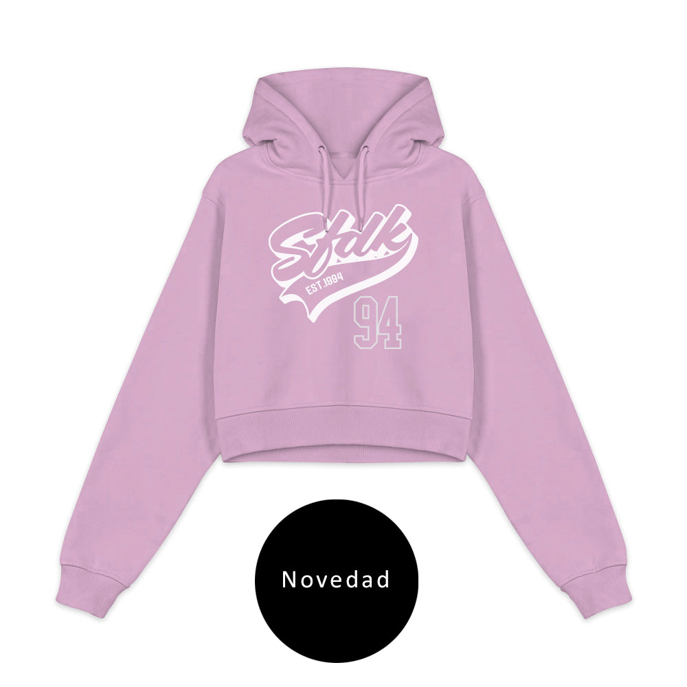Sudadera rosa cropped de mujer "MAJESTIC 94"