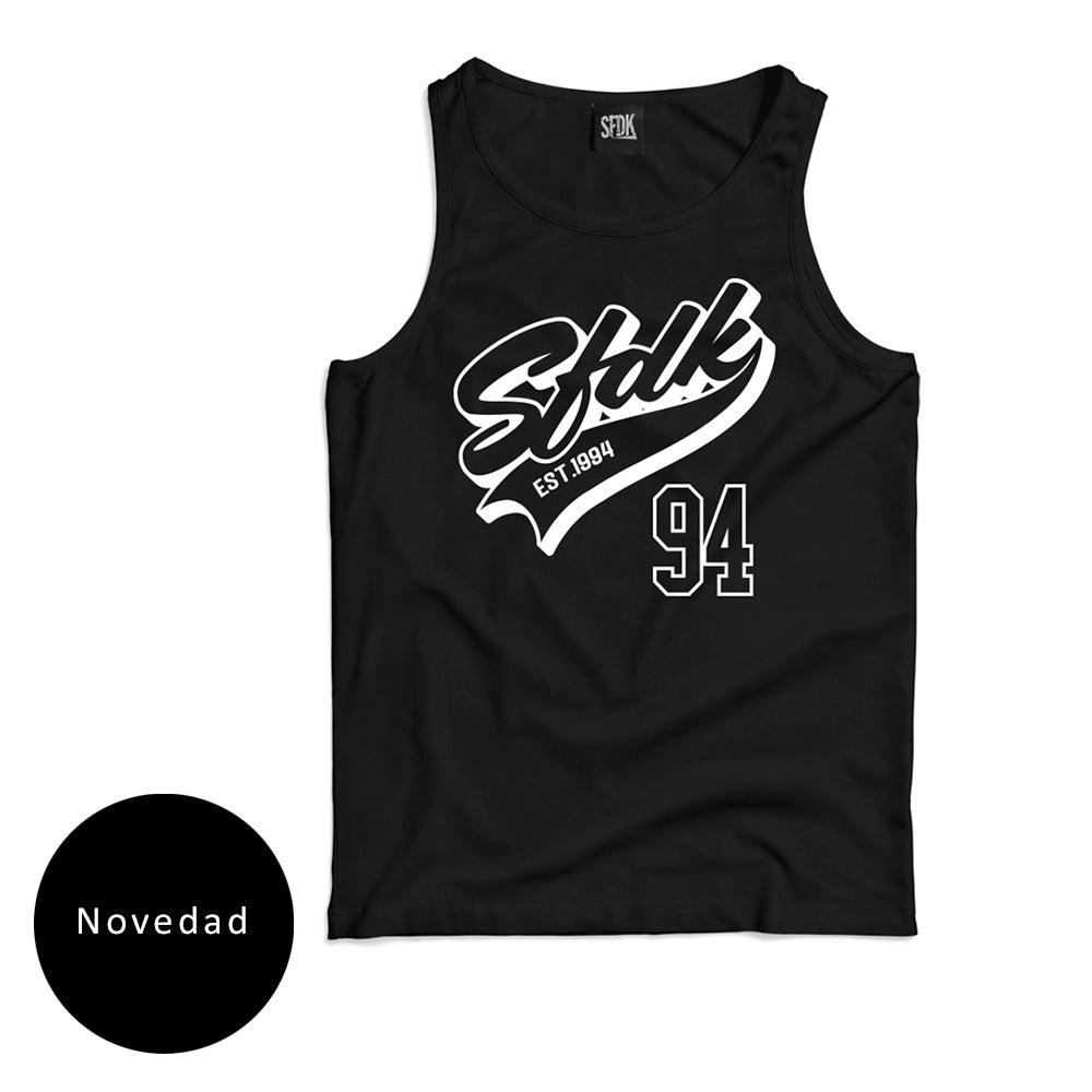 Camiseta negra de tirantas "MAJESTIC"