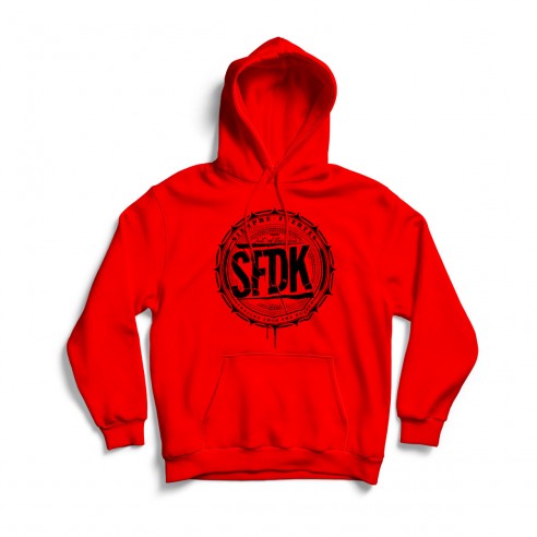 Sudadera roja con capucha "OUT OF THE...