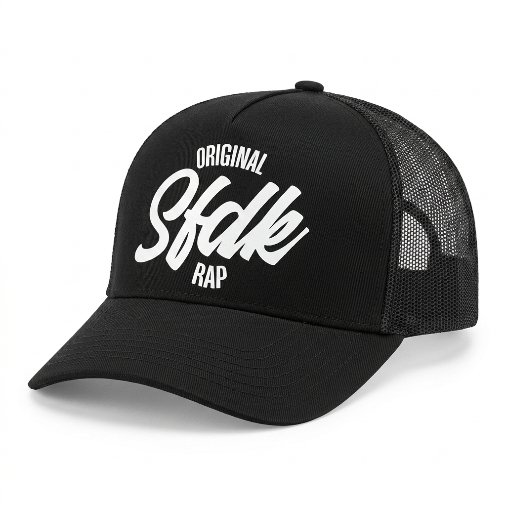 Gorra visera curva negra de rejilla "ORIGINAL RAP"