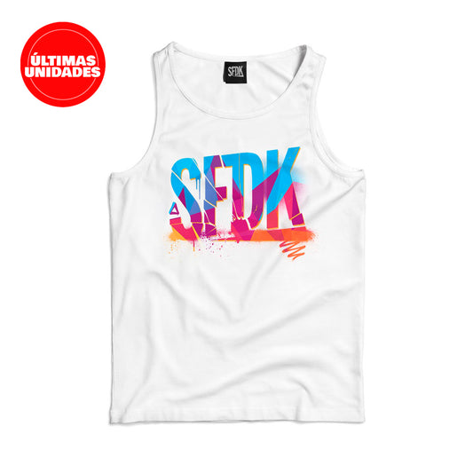 Camiseta blanca de tirantas "SFDK GRAFF"