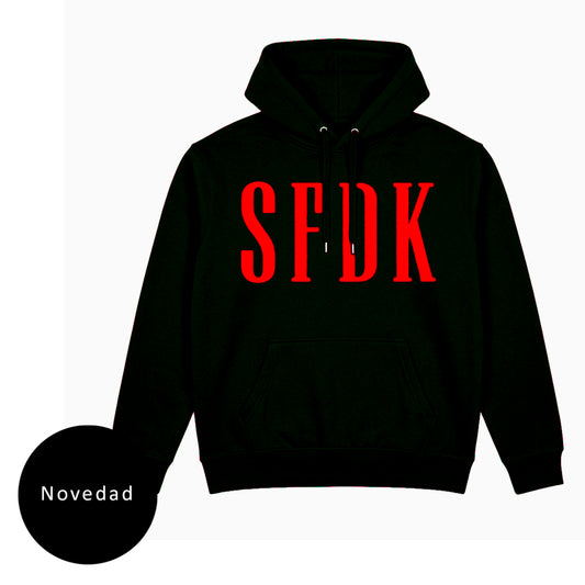 Sudadera negra con capucha y letras terciopelo "TEXTURE"