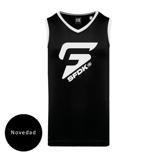 Camiseta negra deportiva unisex sin mangas "SF"