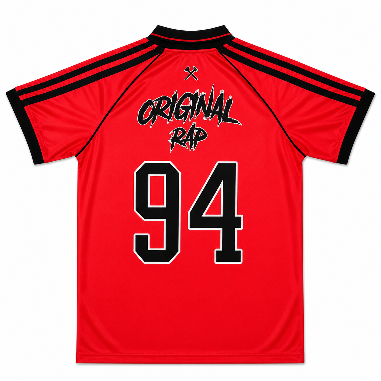 Espalda camiseta SFDK Original Rap roja y negra con número 94