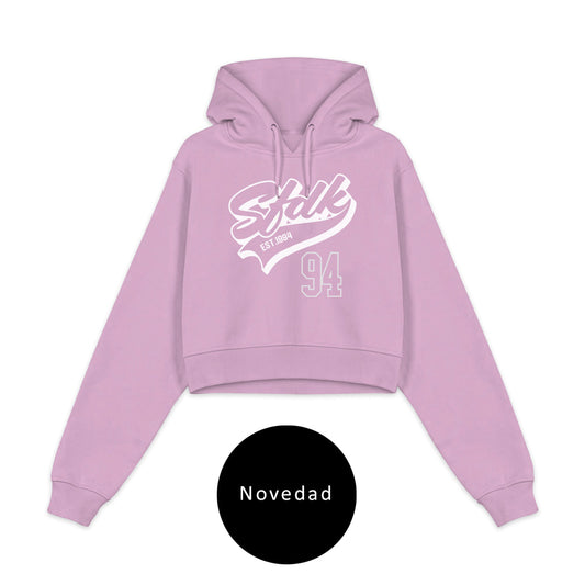 Sudadera rosa cropped de mujer "MAJESTIC 94"