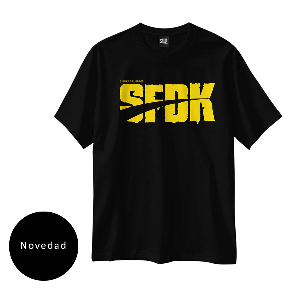 Camiseta negra letras amarillas "SLIMY"