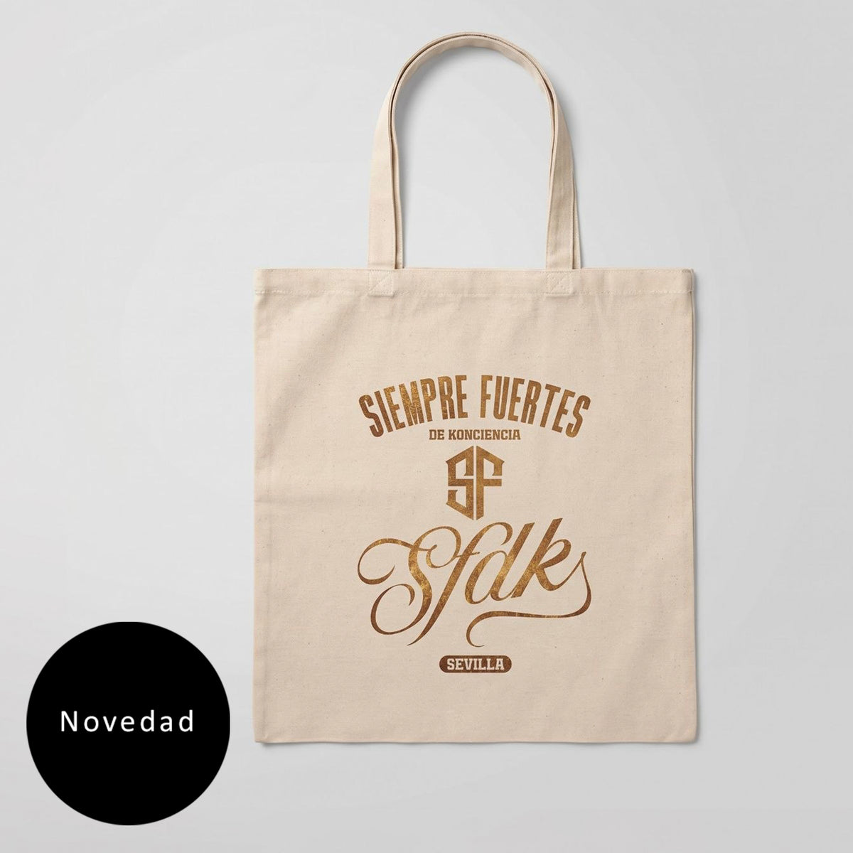 Tote bag "SFDK LEGACY" letras doradas con textura