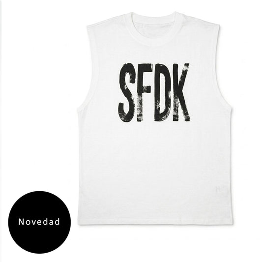 Camiseta sin mangas blanca "RAW CUT"