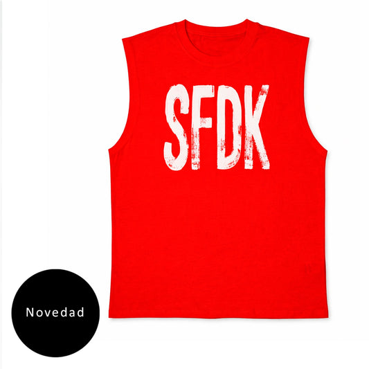 Camiseta sin mangas roja "RAW CUT"