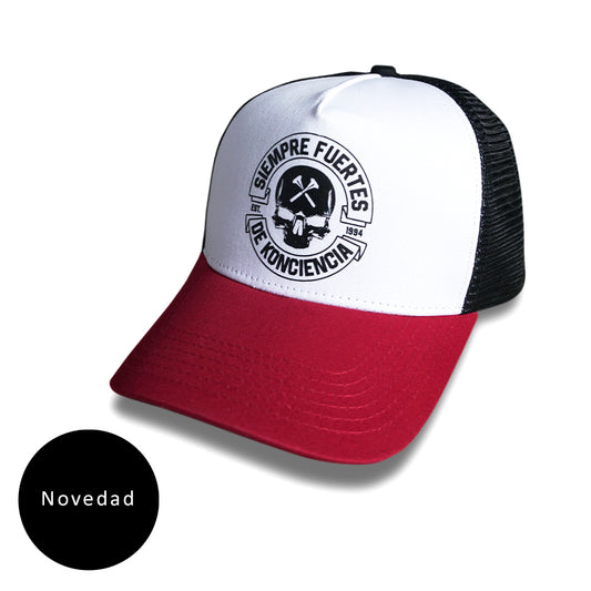 Gorra visera curva roja y rejilla  "SKULL"