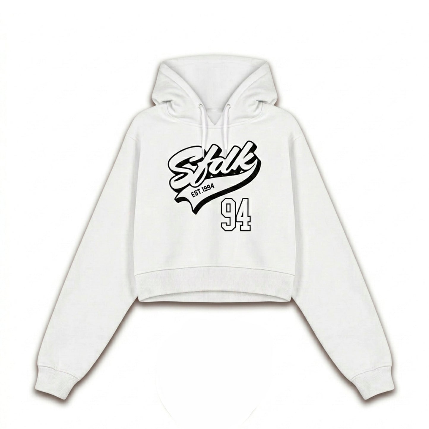 Sudadera blanca cropped de mujer "MAJESTIC 94"