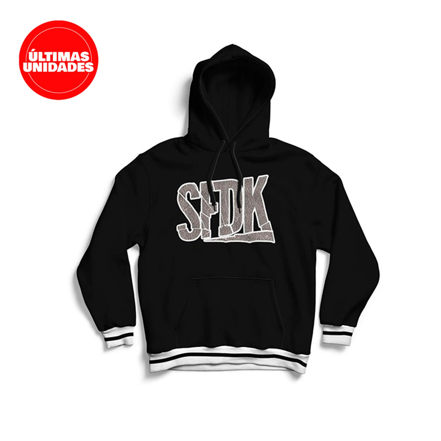 Sudadera premium negra con letras texturizadas "SFDK"