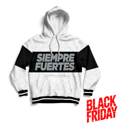 Sudadera alto gramaje grey letters "SIEMPRE FUERTES"
